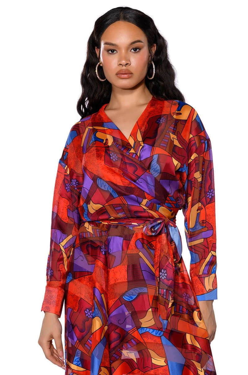 AESTHETIC SCARF PRINT TIE FRONT BLOUSE 3 AESTHETIC SCARF PRINT TIE FRONT BLOUSE