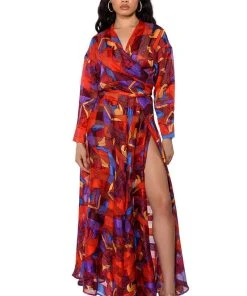 AESTHETIC SCARF PRINT TIE FRONT BLOUSE 12 AESTHETIC SCARF PRINT TIE FRONT BLOUSE -AKIRA pant-shop aesthetic scarf print tie front blouse red multi 3 3
