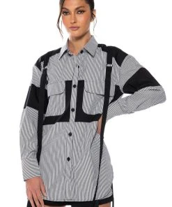 ALICE STRIPED CARGO BUTTON DOWN