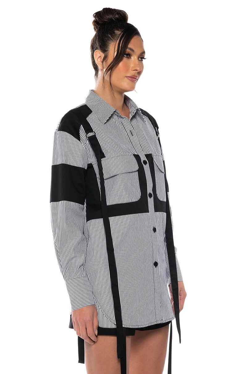 ALICE STRIPED CARGO BUTTON DOWN - Image 3