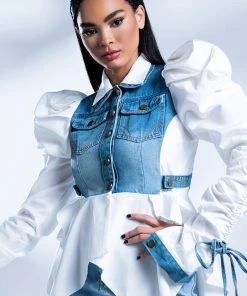 ALL ABOUT YOU DENIM TOP WITH SATIN CONTRAST