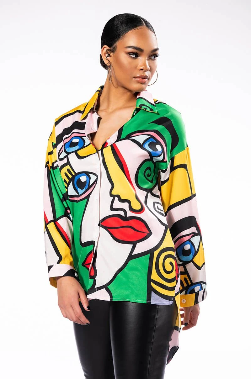 ALL EYES ON YOU BUTTON DOWN BLOUSE