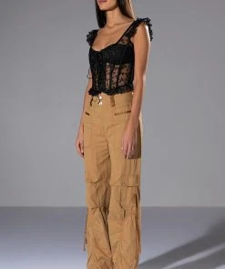 ALL IN A DAYS WORK HIGH RISE CARGO PANT -AKIRA pant-shop all in a days work high rise cargo pant light brown 4 4 c1