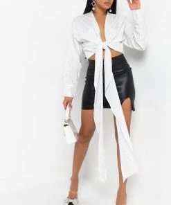 ROWLING TIED UP RHINESTONE BLOUSE