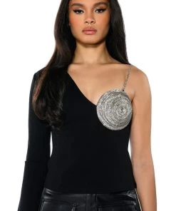 ALL THE GLAM RHINESTONE DETAIL TOP