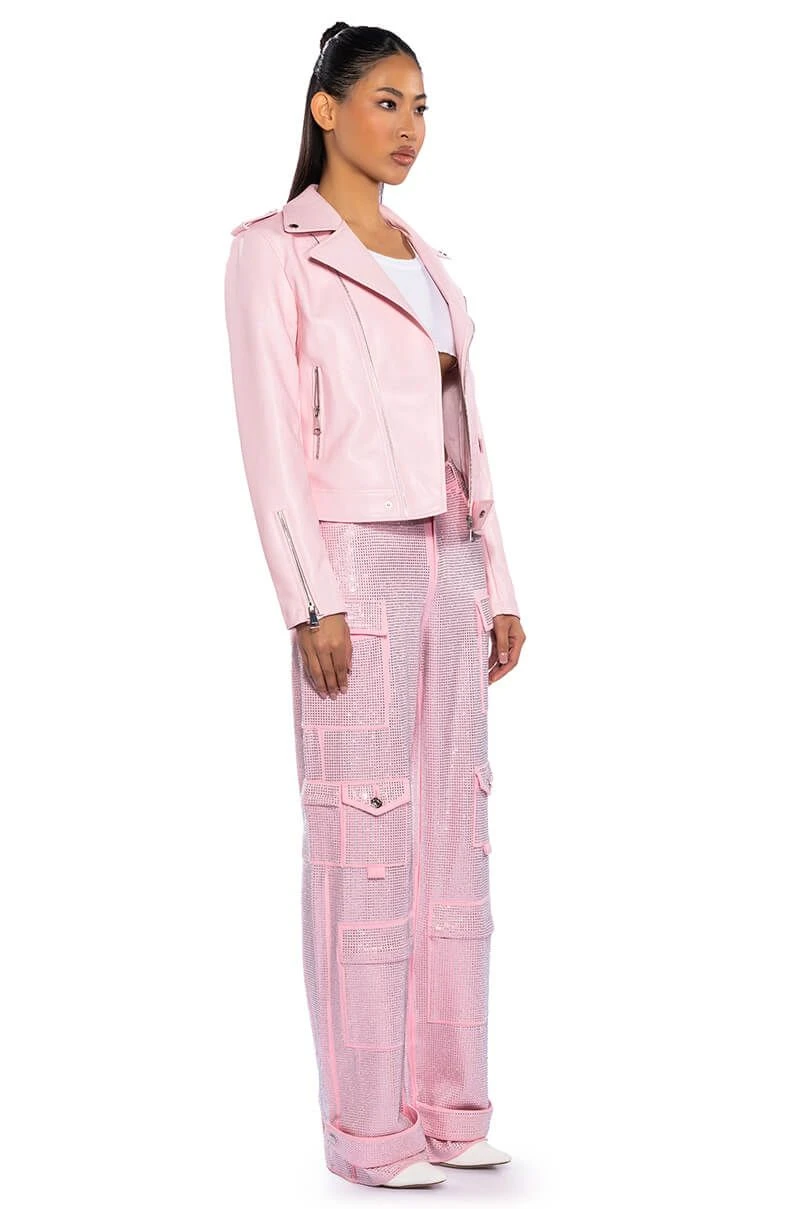 AMMO BONNE SOIREE RHINESTONE CARGO PANTS IN PINK - Image 5