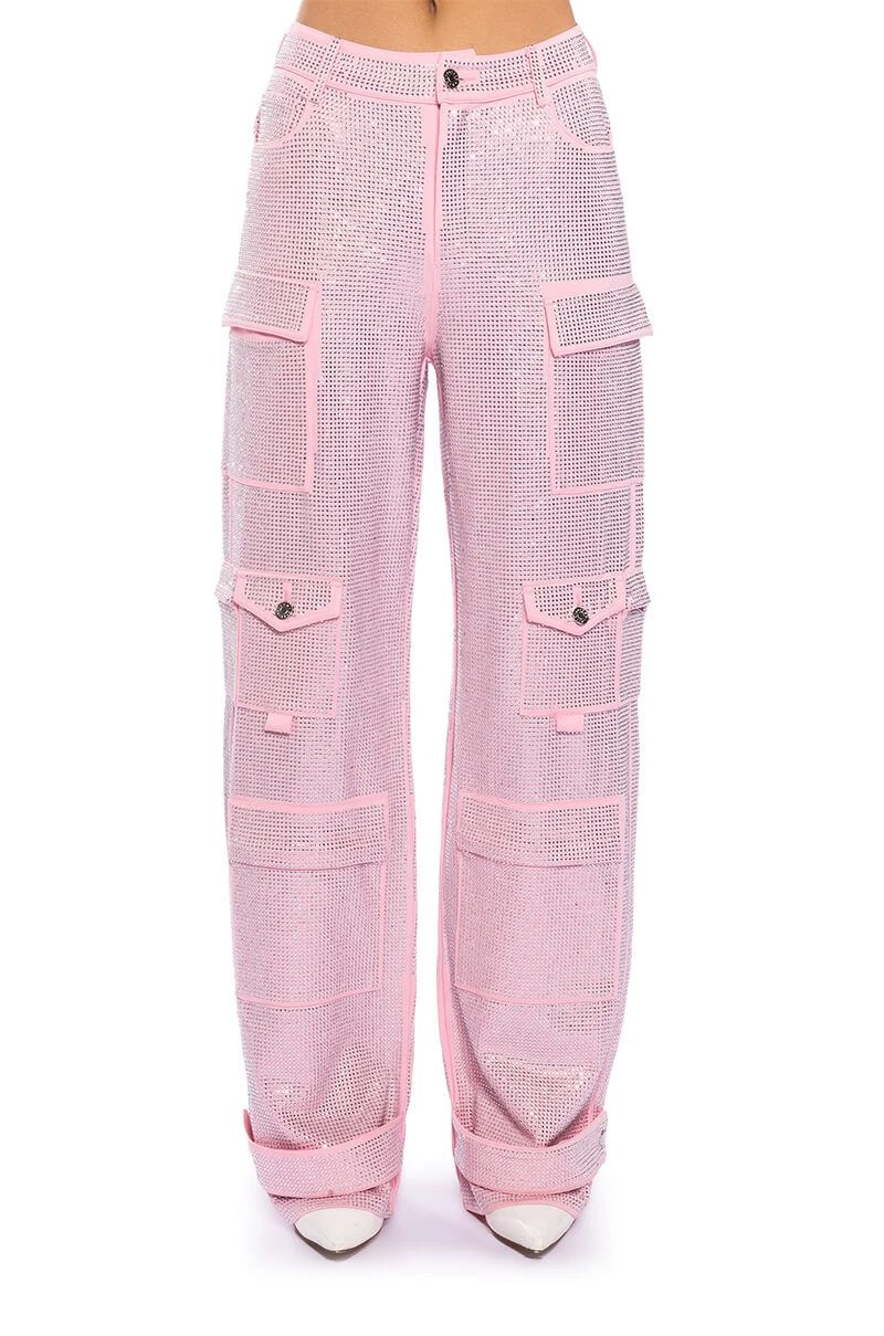 AMMO BONNE SOIREE RHINESTONE CARGO PANTS IN PINK - Image 6