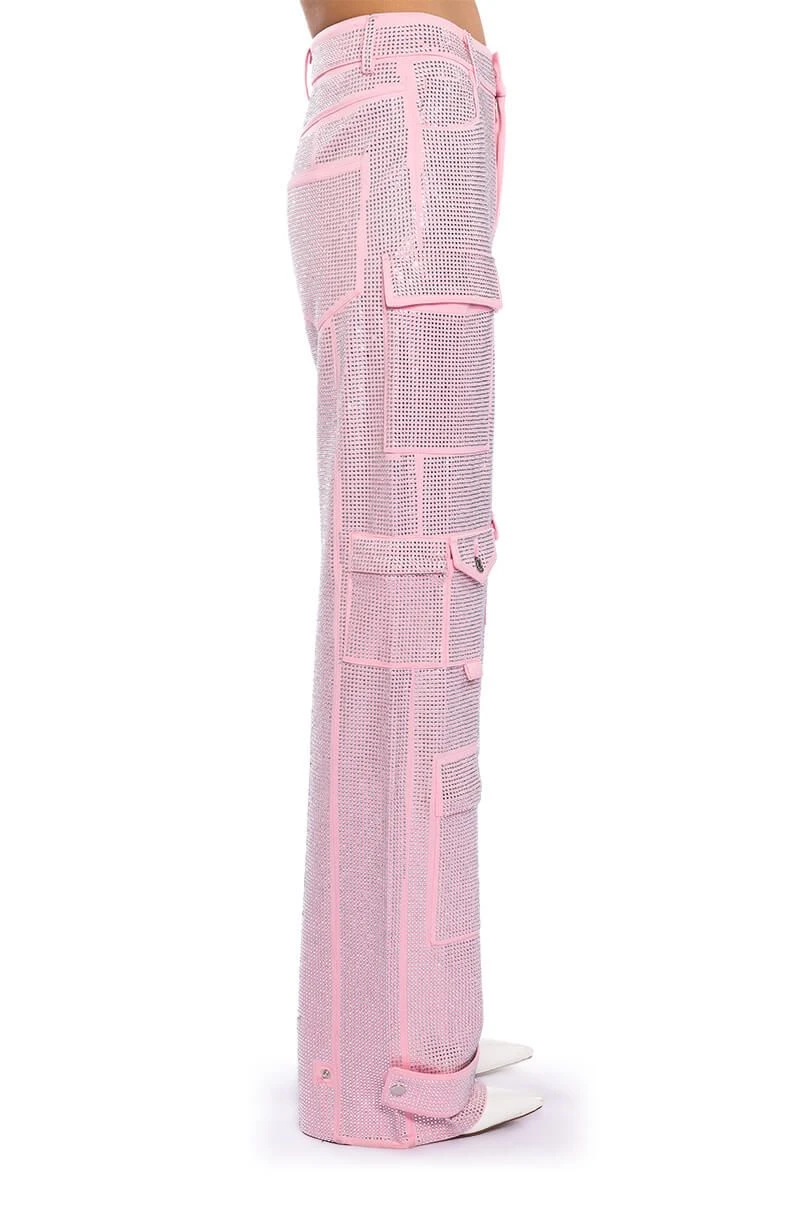 AMMO BONNE SOIREE RHINESTONE CARGO PANTS IN PINK - Image 7