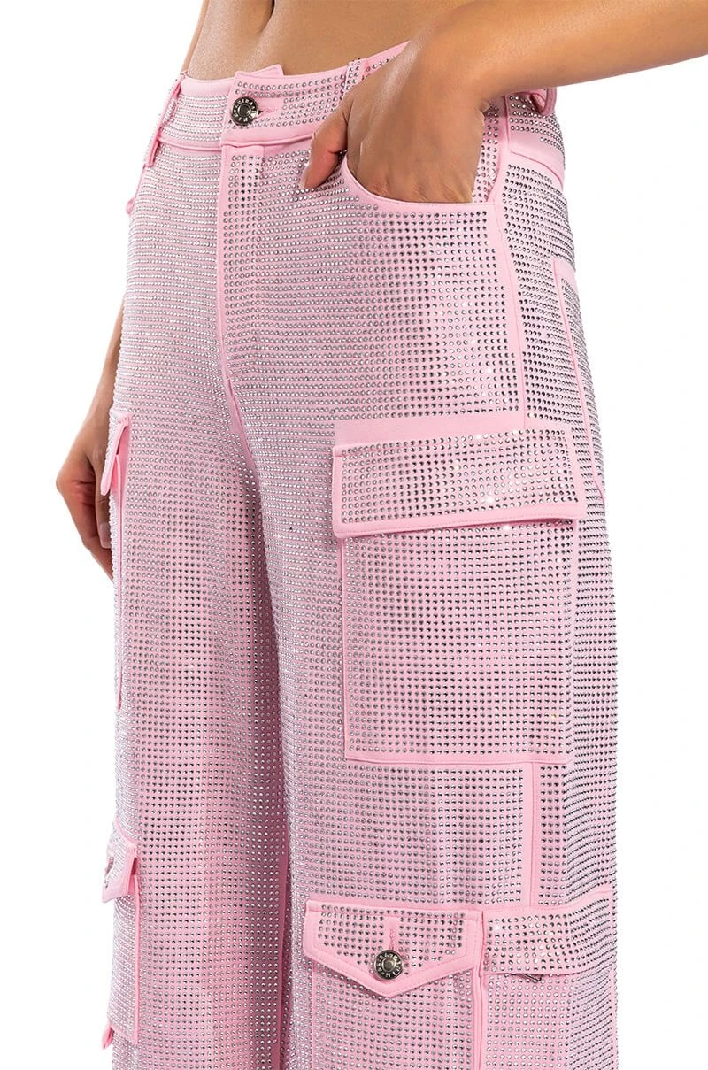 AMMO BONNE SOIREE RHINESTONE CARGO PANTS IN PINK - Image 9