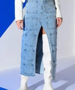 ANGELICA DENIM MIDI OPEN SLIT SKIRT