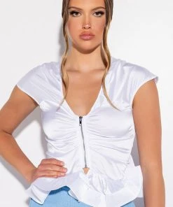 APEX SHORT SLEEVE SATIN PEPLUM BLOUSE