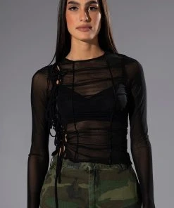 ATTENTION LONG SLEEVE MESH TOP