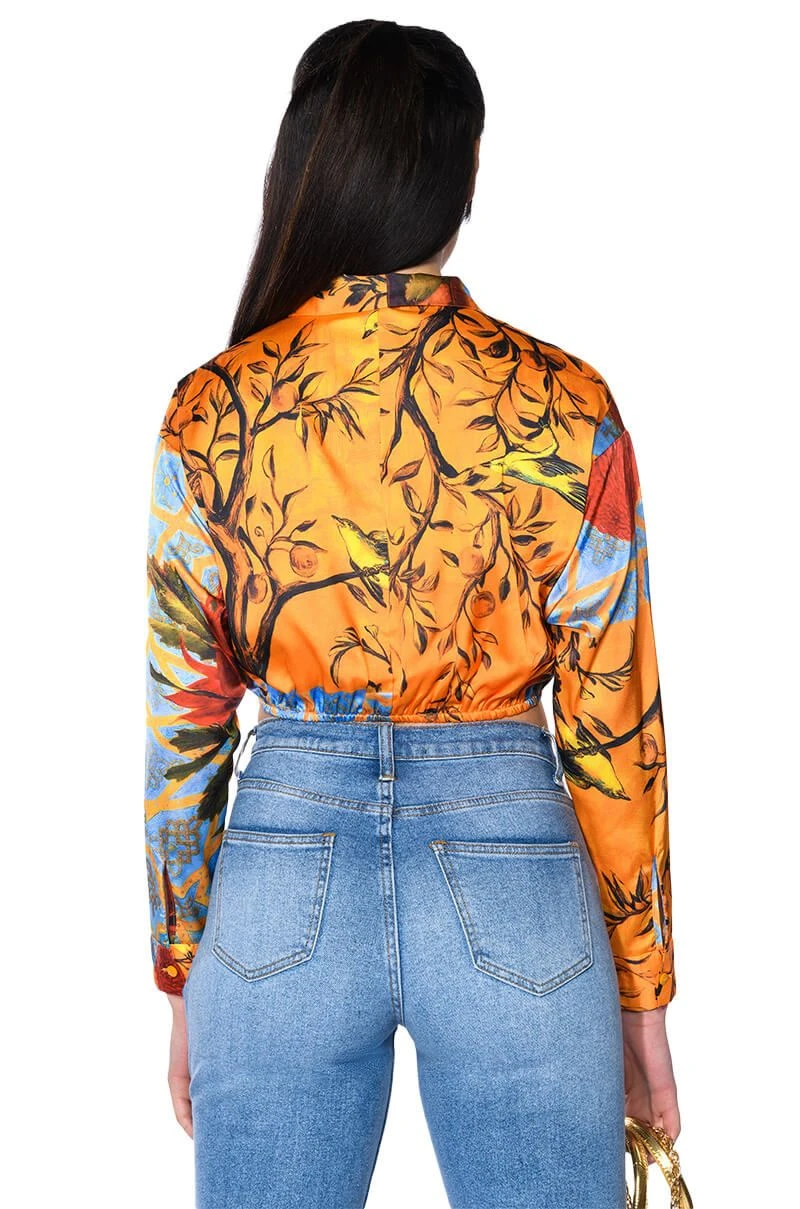 AUDREY PRINTED TIE FRONT BLOUSE - Image 5