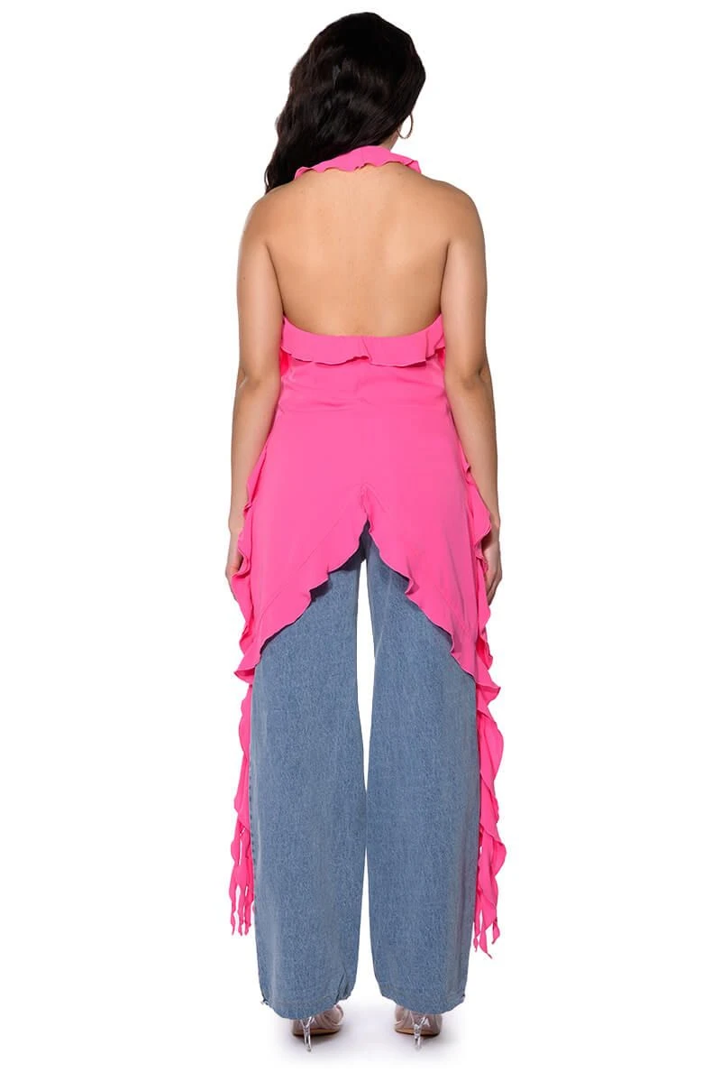 AZARI RUFFLED HIGH LOW SLEEVELESS BLOUSE - Image 4