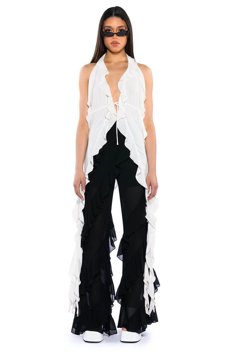 AZARI RUFFLED HIGH LOW SLEEVELESS BLOUSE 3 AZARI RUFFLED HIGH LOW SLEEVELESS BLOUSE