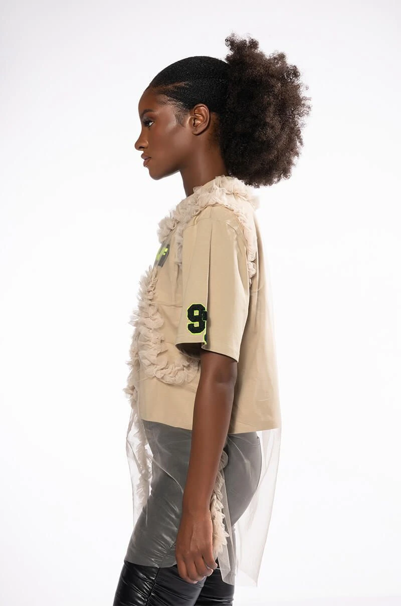 BEIGE RUFFLE TSHIRT - Image 5
