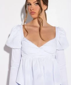 BELLE OF THE BALL PEPLUM PUFF SLEEVE BLOUSE