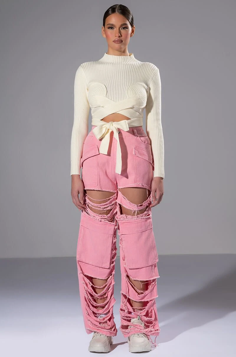 BESTIES FAVORITE DISTRESSED CARGO PANTS - Image 2