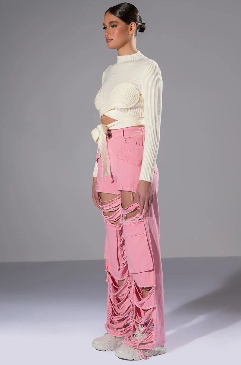 BESTIES FAVORITE DISTRESSED CARGO PANTS - Image 4