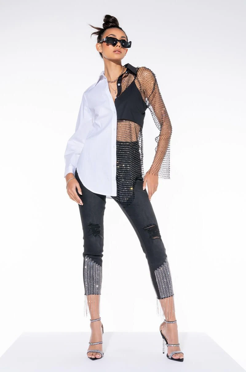 BITE ME HALF RHINESTONE TOP - Image 2