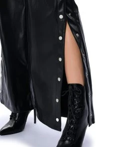 BLESSED MESS SIDE SNAP FAUX LEATHER PANTS 17 BLESSED MESS SIDE SNAP FAUX LEATHER PANTS -AKIRA pant-shop blessed mess side snap faux leather pants black 8 8
