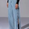 BLESSED MESS SIDE SNAP HIGH RISE JEANS -AKIRA pant-shop blessed mess side snap high rise jeans light blue denim 1 1
