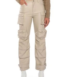 BONNE SOIREE CARGO FAUX LEATHER PANTS