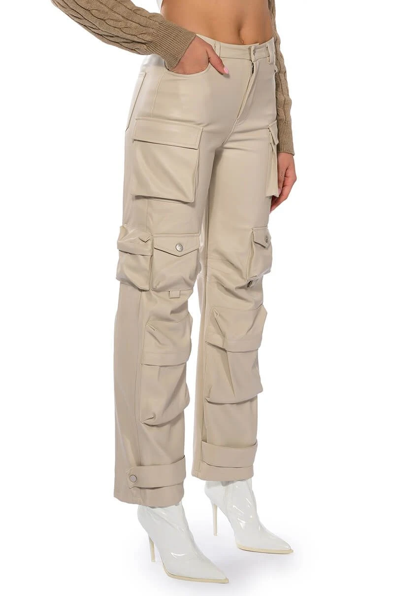 BONNE SOIREE CARGO FAUX LEATHER PANTS - Image 2