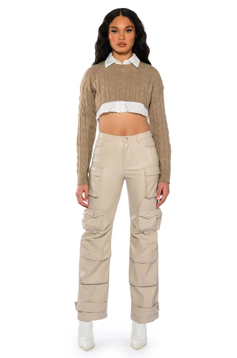 BONNE SOIREE CARGO FAUX LEATHER PANTS - Image 3