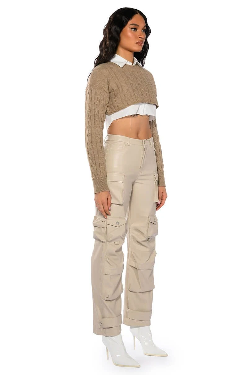 BONNE SOIREE CARGO FAUX LEATHER PANTS - Image 4