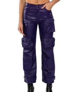 BONNE SOIREE CARGO FAUX LEATHER PANTS