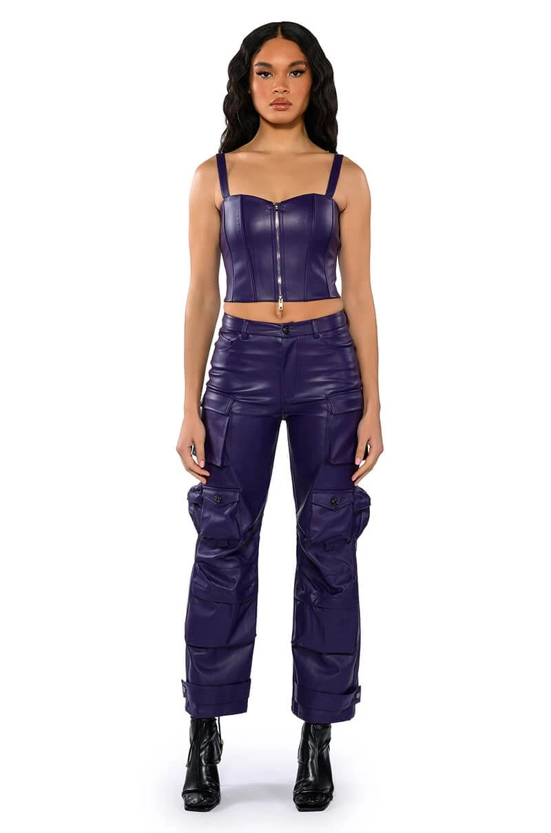 BONNE SOIREE CARGO FAUX LEATHER PANTS - Image 3