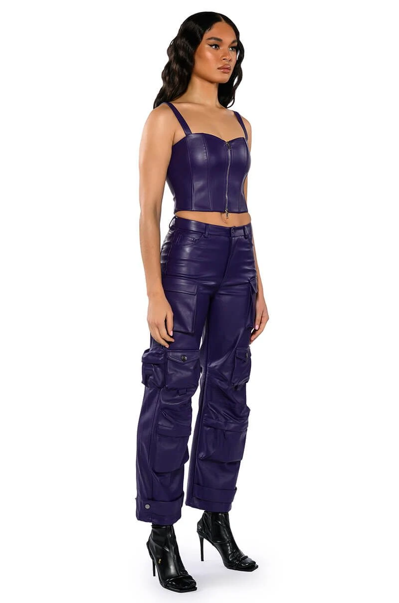 BONNE SOIREE CARGO FAUX LEATHER PANTS - Image 4