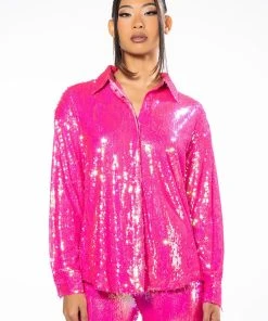 BRIGHT BRIGHT PINK SEQUIN SHIRT
