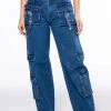 CALYPSO MID RISE WIDE LEG JEANS
