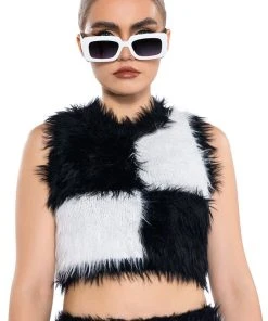 CHECKMATE SIR FUZZY CROP TOP