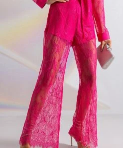 CHIC LIFE ALL OVER LACE HIGH WAIST WIDE LEG TROUSER