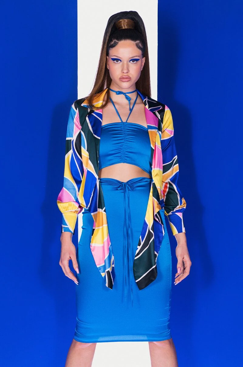 CHIQUITA SATIN TIE FRONT BLOUSE - Image 2