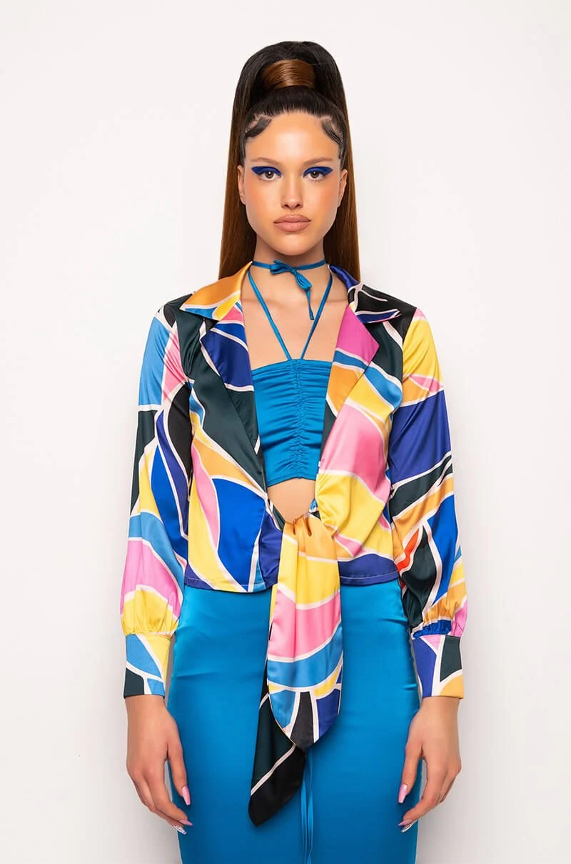 CHIQUITA SATIN TIE FRONT BLOUSE - Image 5