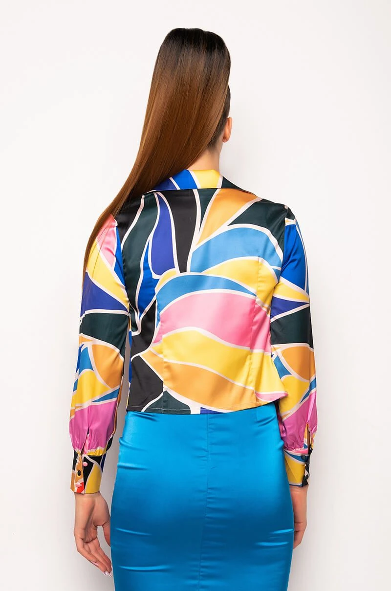 CHIQUITA SATIN TIE FRONT BLOUSE - Image 8