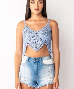 CLEAR SKIES CROCHET CROP TOP 13 CLEAR SKIES CROCHET CROP TOP -AKIRA pant-shop clear skies crochet crop top light blue 4 4