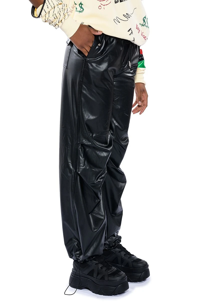 COLDER HOURS FAUX LEATHER PARACHUTE PANT - Image 10