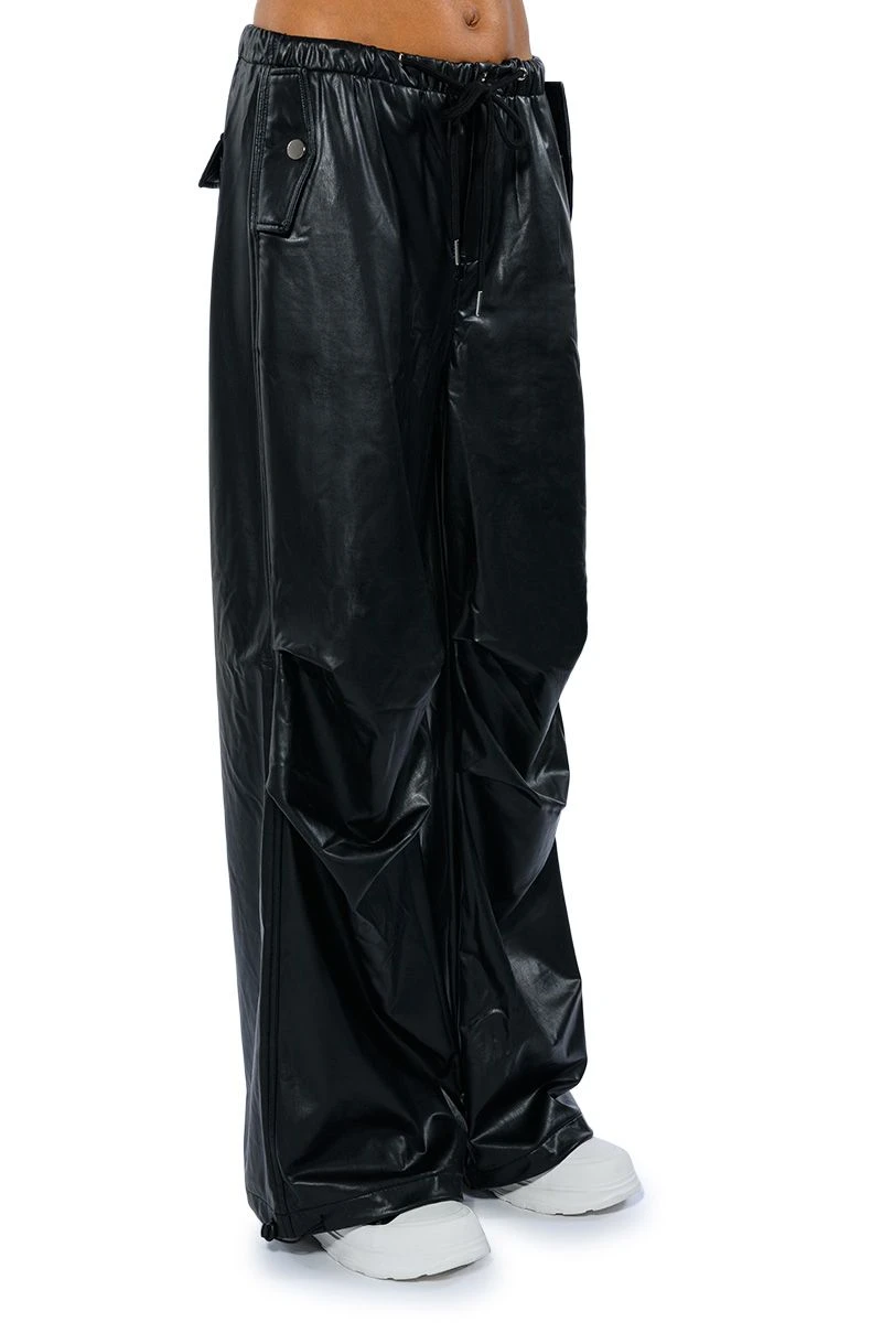 COLDER HOURS FAUX LEATHER PARACHUTE PANT - Image 5