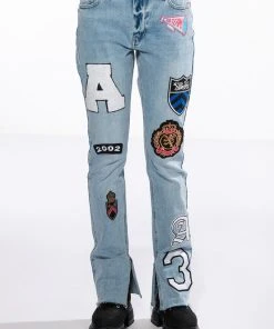 COLLEGIATE OUT OF YOUR LEAGUE HIGH RISE STRAIGHT LEG JEAN -AKIRA pant-shop collegiate out of your league high rise straight leg jean medium blue denim 5 5 c1 c1 c1 c1 c1