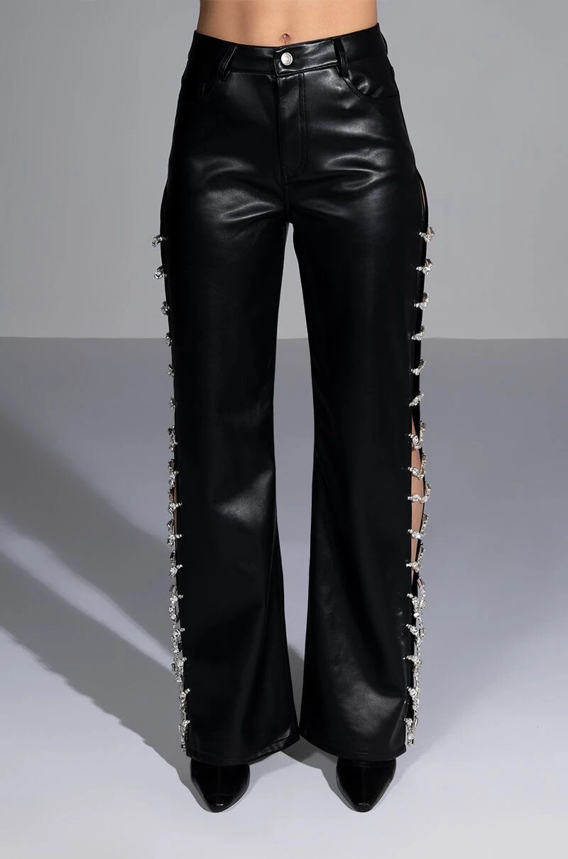 COVERED IN ICE FAUX LEATHER RHINESTONE PANT - Image 6