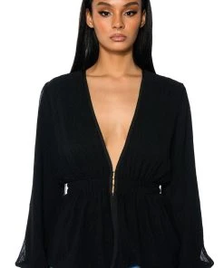 DAHLIA DEEP V PEPLUM BLOUSE