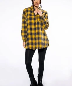 DARK FANTASY BUTTON DOWN FLANNEL 12 DARK FANTASY BUTTON DOWN FLANNEL -AKIRA pant-shop dark fantasy button down flannel yellow multi 3 3