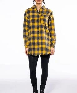 DARK FANTASY BUTTON DOWN FLANNEL 17 DARK FANTASY BUTTON DOWN FLANNEL -AKIRA pant-shop dark fantasy button down flannel yellow multi 8 8