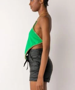 DASH CHAIN DETAIL RIBBED HALTER TOP 11 DASH CHAIN DETAIL RIBBED HALTER TOP -AKIRA pant-shop dash chain detail ribbed halter top green 4 4