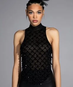 DATE NIGHT BEADED CROP TOP